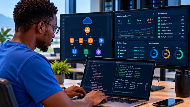 Un ingénieur DevOps surveille des déploiements